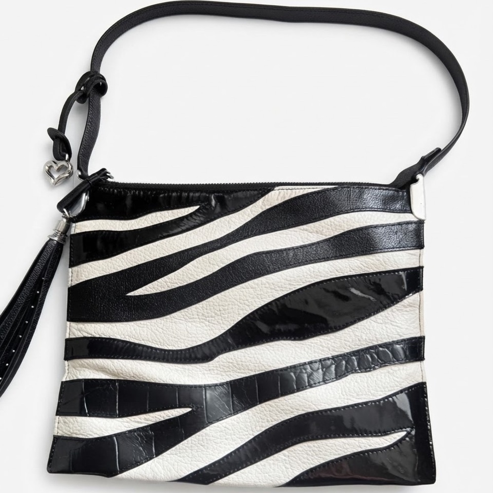 Brighton Zebra Print Patent Leather Shoulder Bag